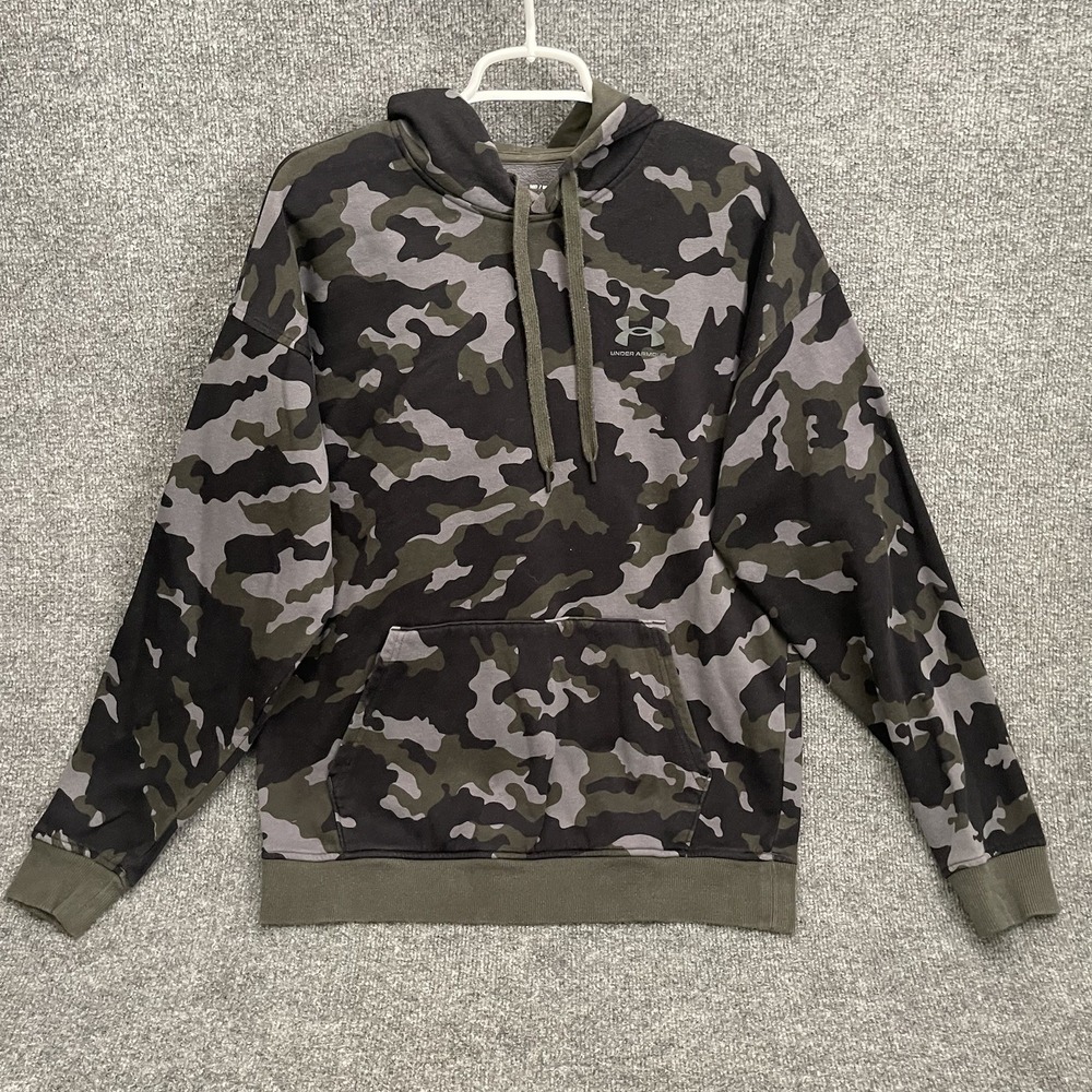 Under Armour Rival Fleece Hoodie Men's Sz M Black Camo Athleisure Pullover